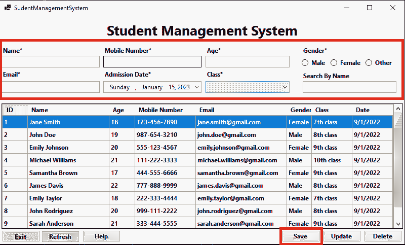 Student Management System in C sharp Windows Forms Store