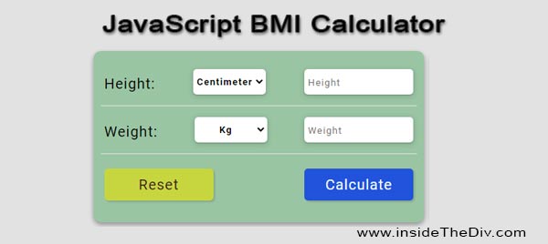 javascript projects BMI Calculator source code