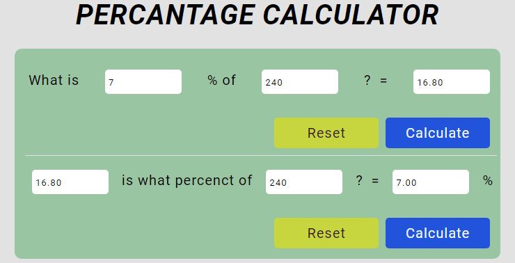 JavaScript Projects for Beginners Percentage Calculator