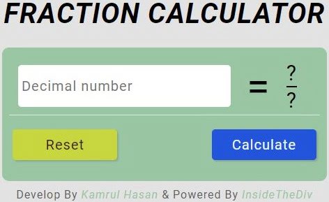 javascript projects fraction calculator