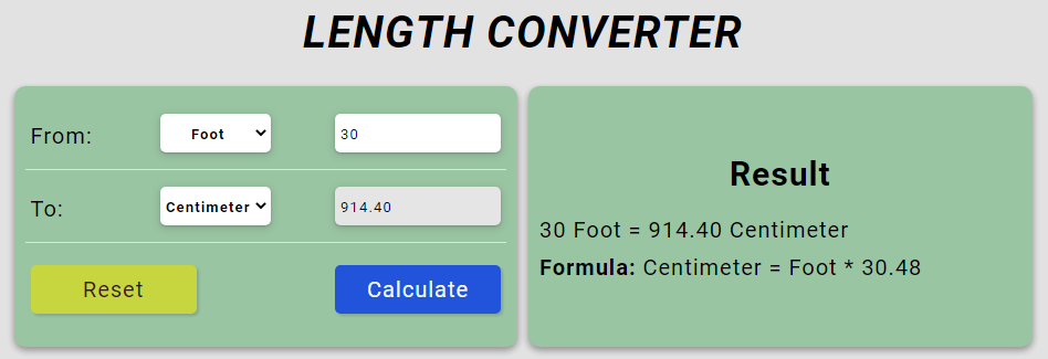 javascript length converter