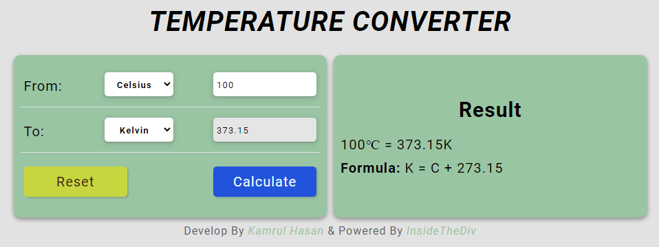 JavaScript temperature Converter 