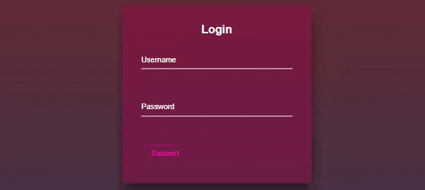 login form with animated label and buttons